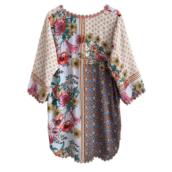Johnny Was Shana Tunic Size Large NWT Floral Viscose Crepe Boho Blouse - Picture 5 of 9